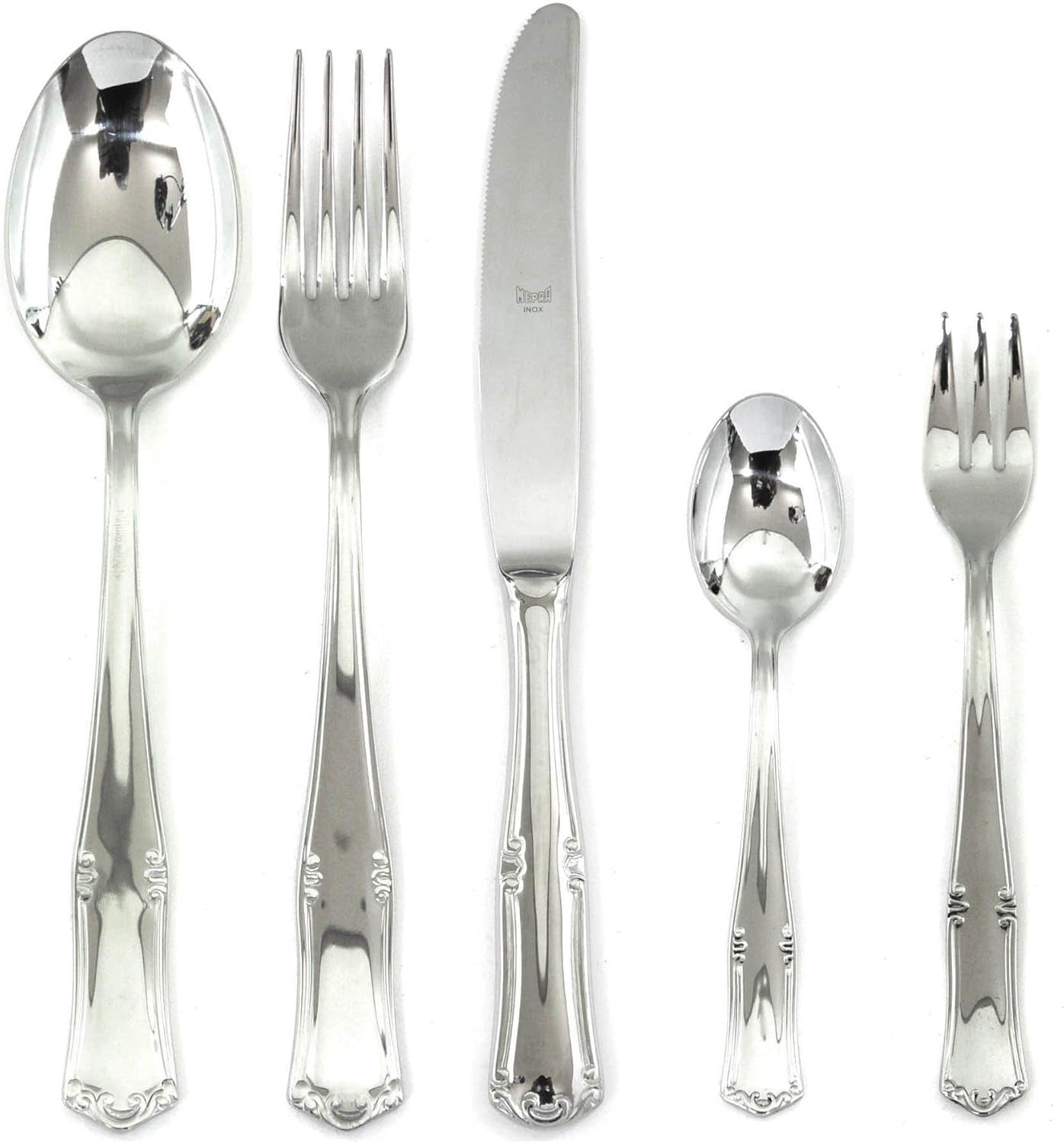 Ensemble de couverts Bavaria Moka Argenté Acier inoxydable Passe au lave-vaisselle Cuisine Naty Shop Service à gâteaux 30 pièces