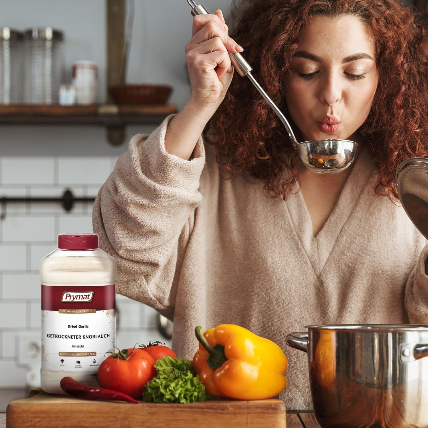 Prymat Getrockneter Knoblauch granuliert 1.05kg – Aromatisches Knoblauchgranulat zum Würzen von Fleisch, Fisch, Gemüse, Saucen, Dips & Marinaden – intensif im Gesmack – ohne Zusätze