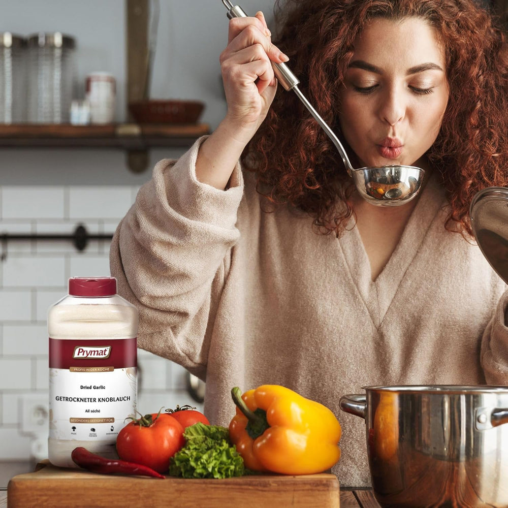 Prymat Getrockneter Knoblauch granuliert 1.05kg – Aromatisches Knoblauchgranulat zum Würzen von Fleisch, Fisch, Gemüse, Saucen, Dips & Marinaden – intensif im Gesmack – ohne Zusätze