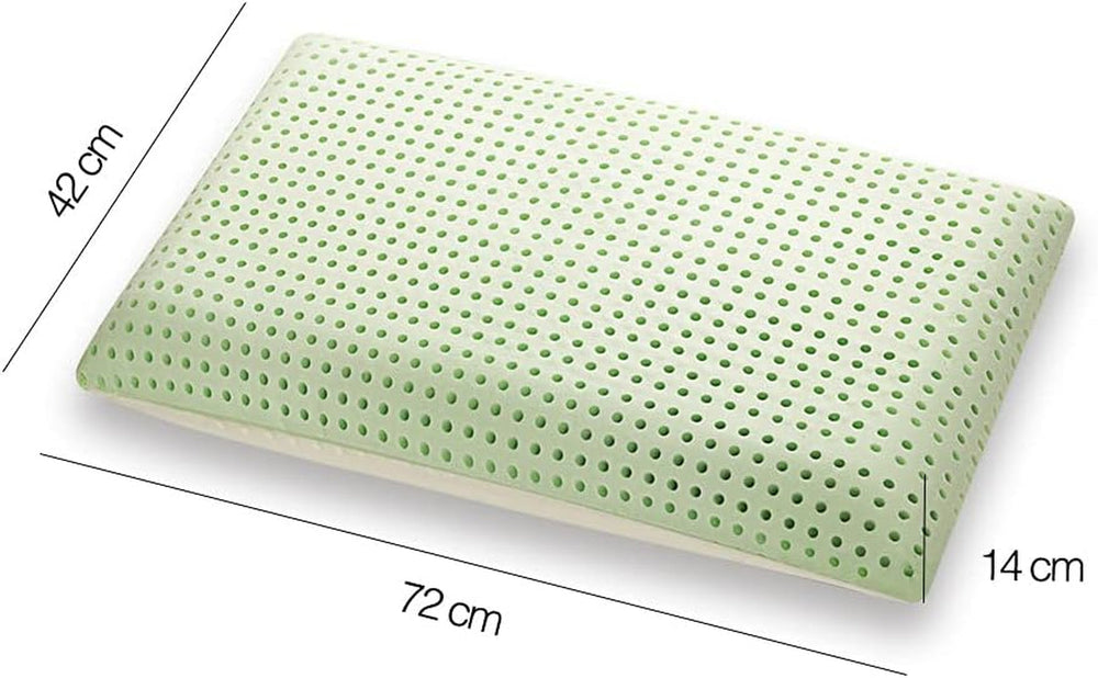 Oreiller orthopédique de soutien du cou - Aloe biologique - Aloe Vera Oreiller viscoélastique Hauteur 14 cm Housse 100% coton Oreiller visco - Oreiller en mousse à mémoire de forme - Fabriqué en Italie Naty Shop Oreillers standards