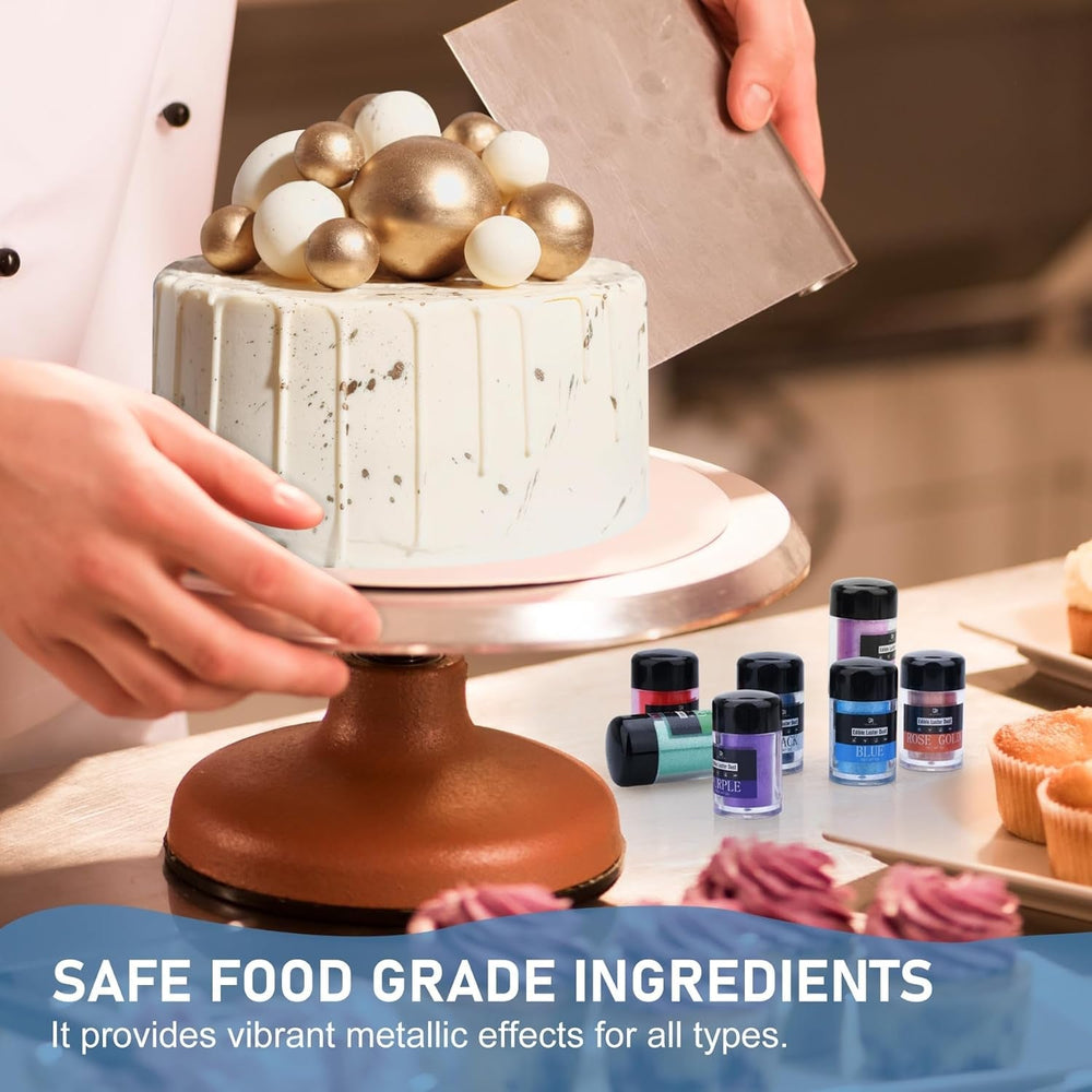 Paillettes comestibles – 4 couleurs de poussière de paillettes comestibles, poudre de paillettes pour boissons, gâteaux alimentaires – poudre de colorant alimentaire métallique, poudre de poussière pour décoration de gâteaux, bonbons, biscuits