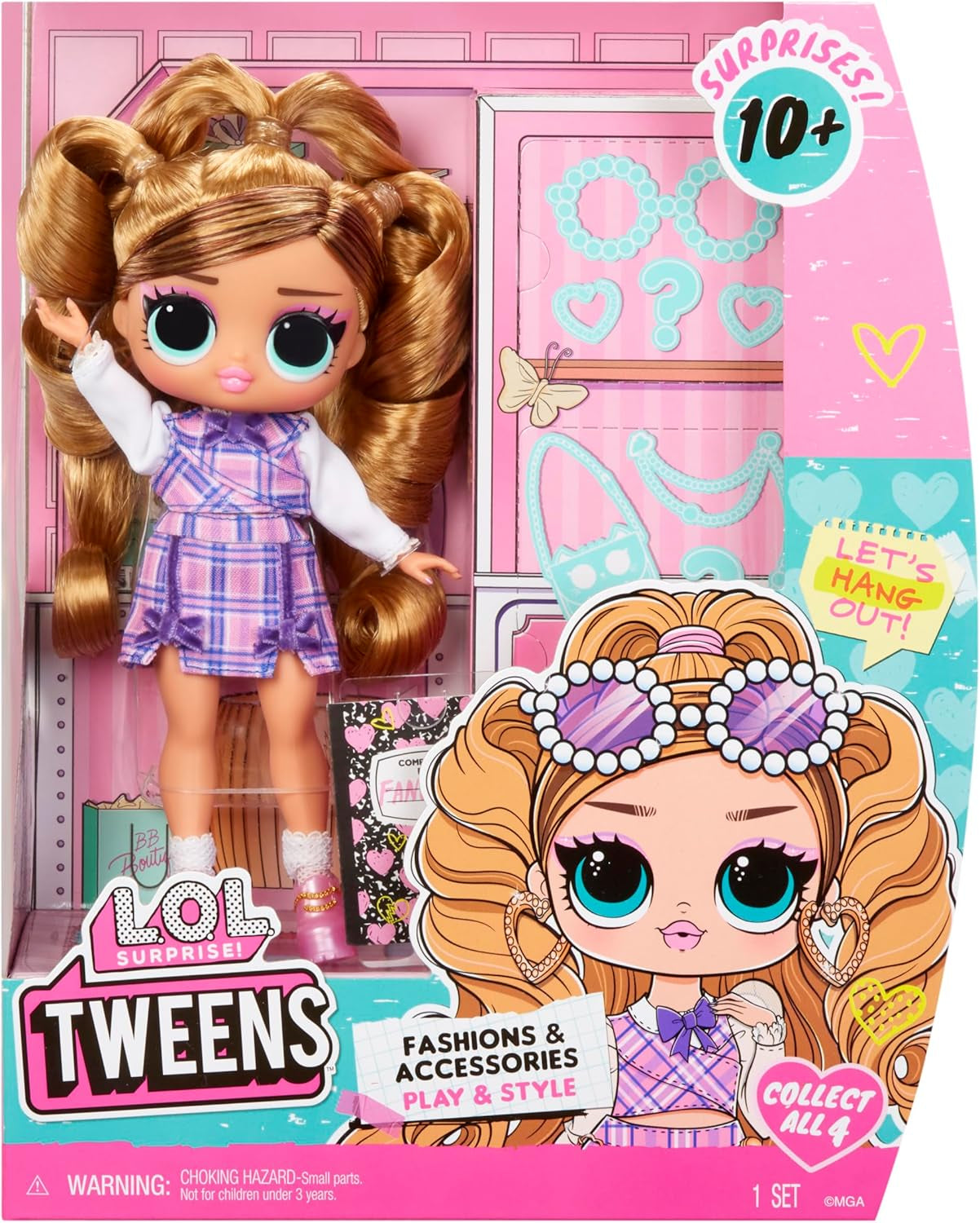 Mdr Surprise ! Tweens Core Doll - Fancy Girl - Comprend 1 poupée mannequin avec tenue et accessoires, 4 objets de collection, Rose