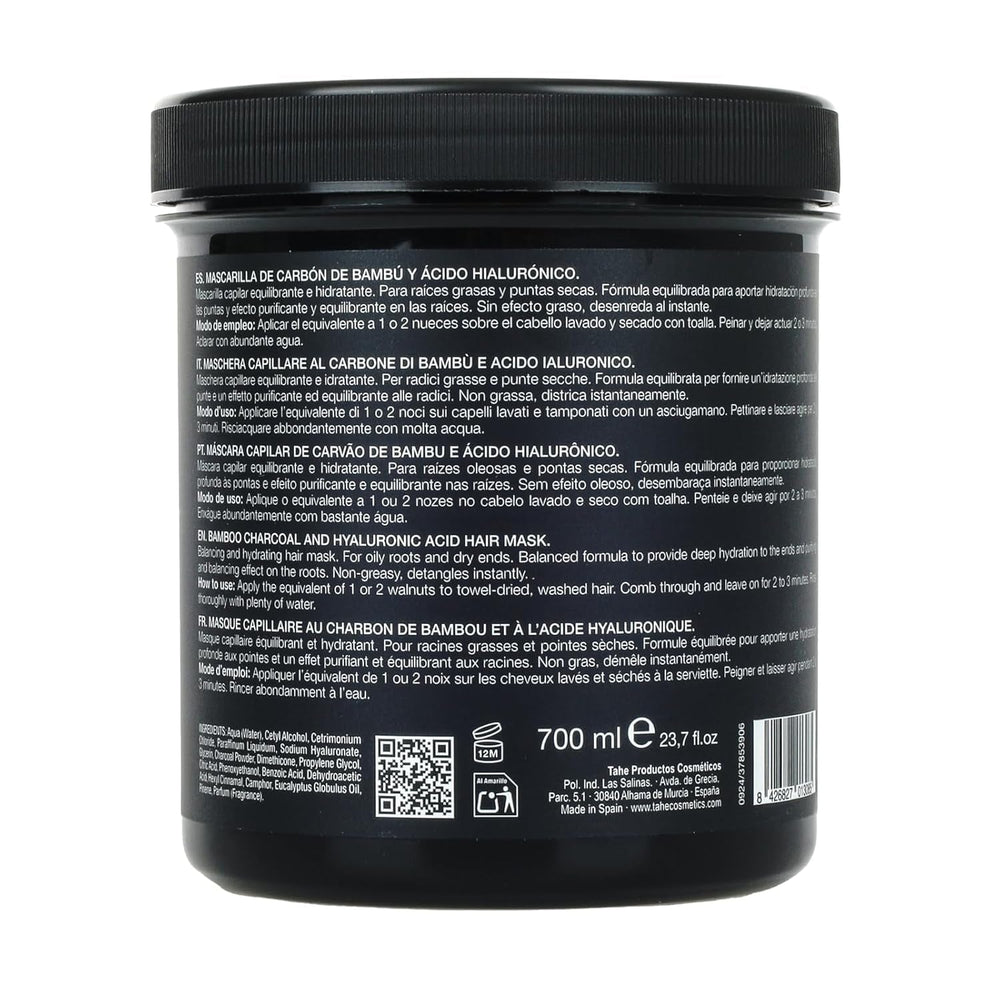 Thader Pharma Masque Capillaire Équilibrant au Charbon de Bambou et Acide Hyaluronique - Idéal pour racines grasses et pointes sèches, 700 ml Naty Shop Hair Mask