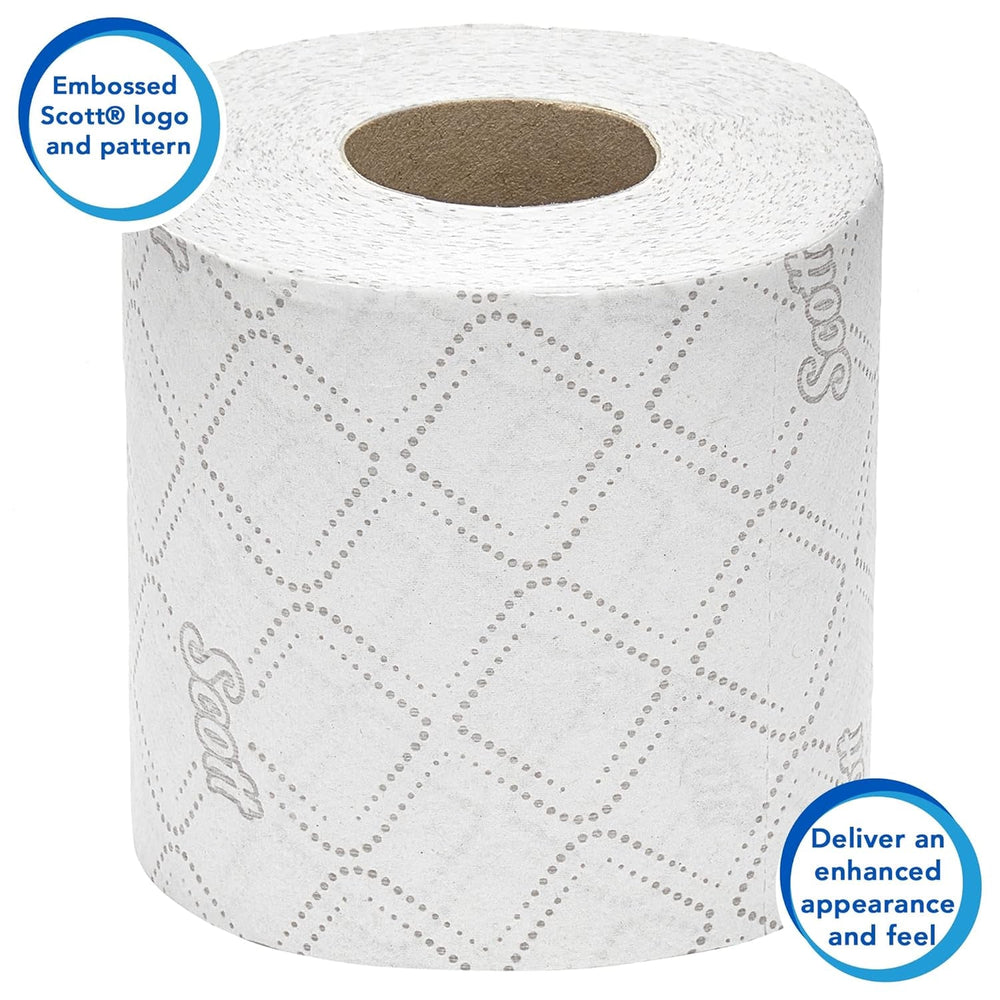 Papier toilette Scott® Essentialtm 8519 Papier toilette en fibres recyclées blanc 2 épaisseurs certifié FSC 64 rouleaux X 350 feuilles (total 22 400 feuilles)