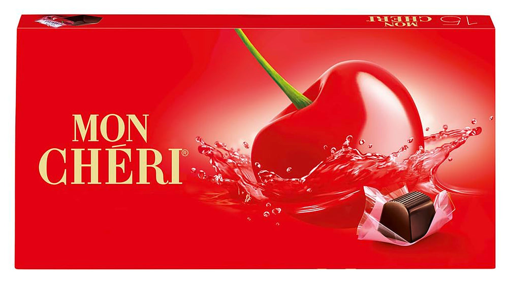 Ferrero Mon Chéri - Chocolat croquant, liqueur fruitée et cerise aromatique - Cadeau chocolat de Saint Valentin pour elle et lui - 1 paquet de 15 chocolats individuels