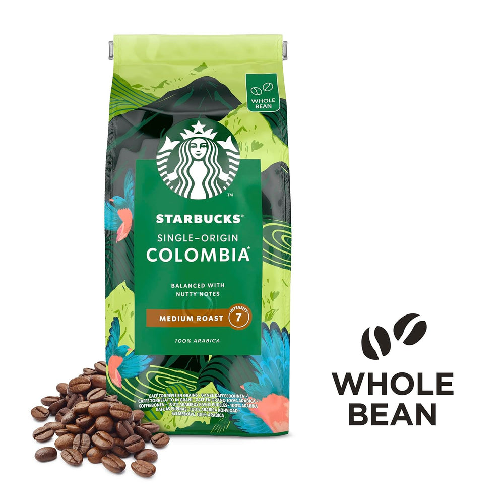 STARBUCKS Café de Colombie d'origine unique, torréfaction moyenne, grains entiers 450 g (paquet de 4)