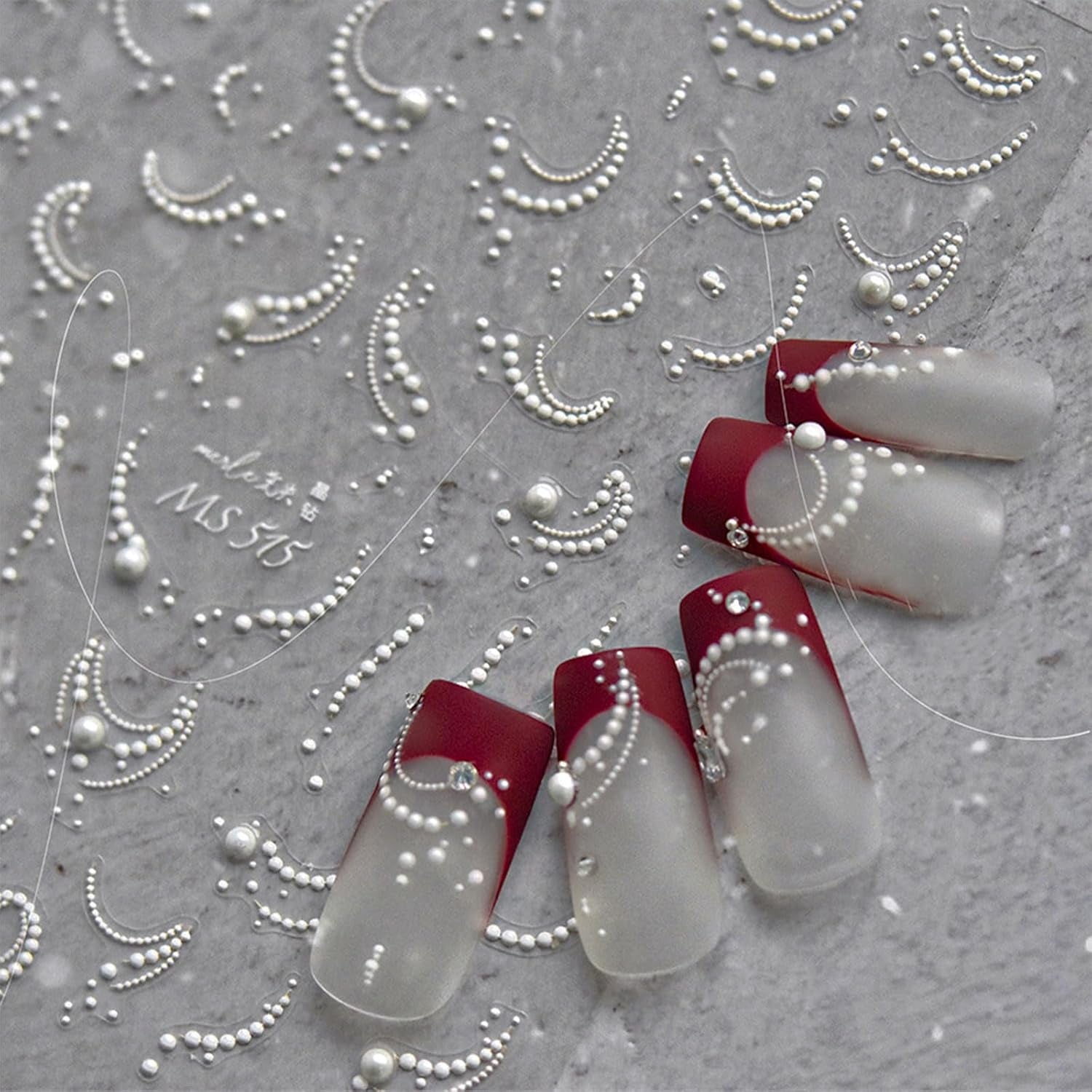 JMEOWIO 3D Nagelsticker Perlenlinie Nail Art Sticker Selbstklebend Nagelaufkleber 5D Stereoskopisch Dekoration Nageldesign Zubehör 1 Blatt