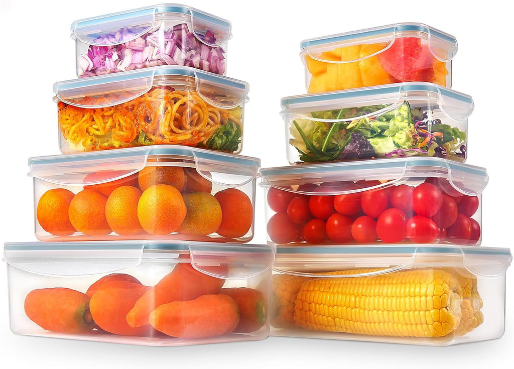 YASHE borcan de depozitare a alimentelor cu capac, set borcan de depozitare din plastic din 12 piese, fără BPA, 100% etanș, stivuibil, transparent Cutii depozitare alimente Naty Shop Mb-04-8Pcs