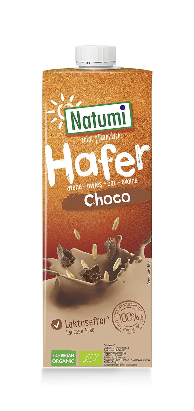 Natumi Bio Haferdrink Glutenfrei, 8 x 1L - Naturland zertifiziert, Laktosefrei, Glutenfrei, Ohne Zuckerzusatz, Bio, Vegan, Hergestellt mit deutschem Hafer, Milchfreie milchfreie Alternative