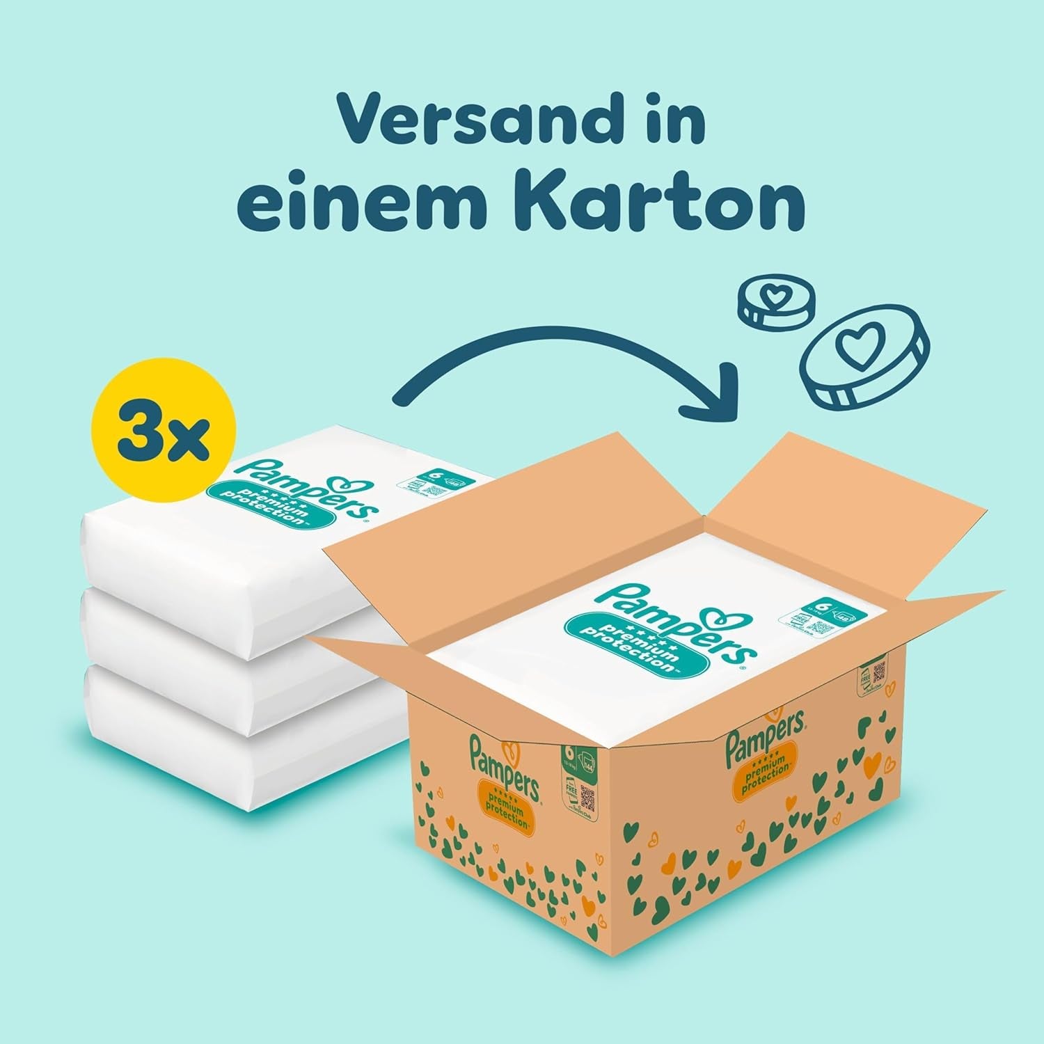 Pampers Premium Protection Taille 6, 144 couches, 13 kg-18 kg, notre protection n°1 contre la peau et les fuites