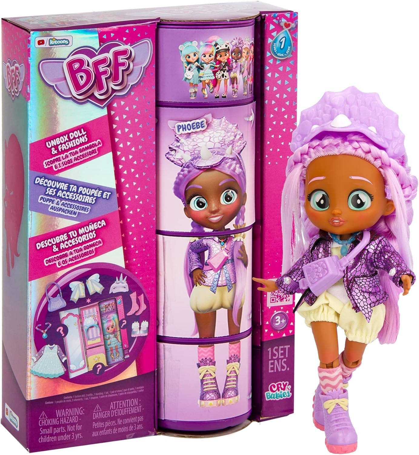 S2 Hannah Modepuppe mit Langen Haaren, Stoffkleidung und 10 Accessoires – Spielzeuggeschenk für Mädchen und Jungen + 5 Jahre