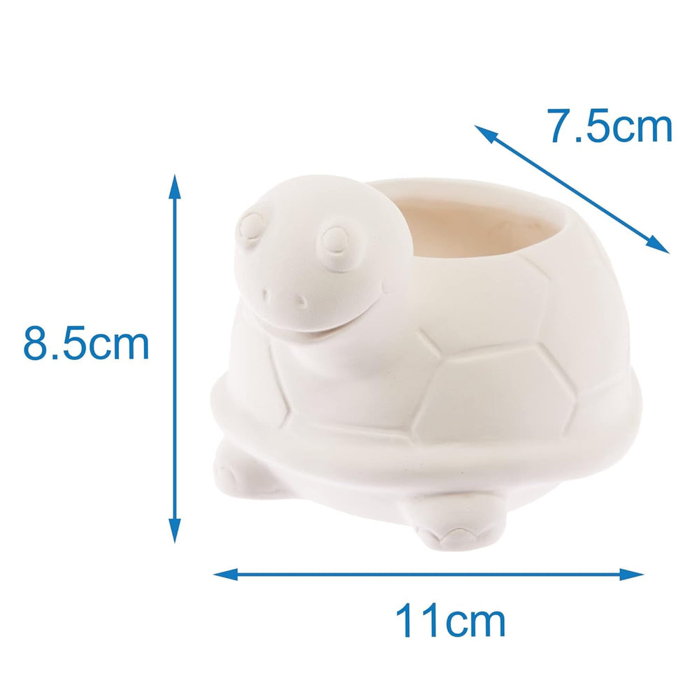 Baker Ross FX594 Jardinières en céramique Tortue - Paquet de 2, Peignez votre propre jardinière