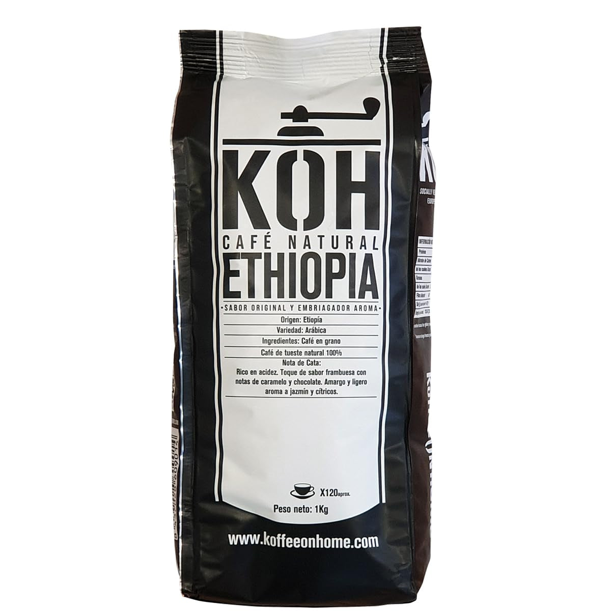 Ganze Kaffeebohnen 100% Arabica de l'Éthiopie – 1 kg – Geröstet naturel – Mittlere Intensität – Fruchtige & Zitrusnoten – Premium-Qualität aus Oromia – Idéal pour Espresso & Moka