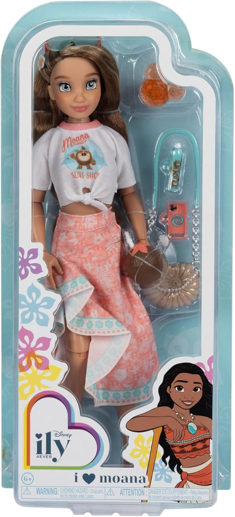 Disney ILY 4EVER Vaiana Modepuppe mit Zubehör, 29 cm, 13 Bewegungspunkte, offiziell lizenziert von Jakks Pacific. Komplett mit kombinierbarem Zubehör und glitzerndem Micky-Ring!