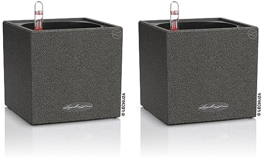 Cub de plante aromatice de înaltă calitate LECHUZA CANTO Stone 14 cu sistem de udare cu bețișor, gri piatră