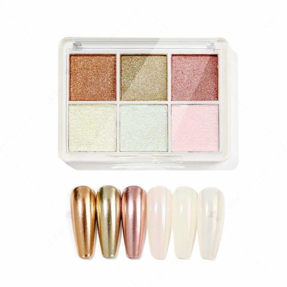 GZMAYUEN Chrom Pulver Für Nägel 6 Farbe Mirror Chrome Nail Powder Pigment Powder Nail Art