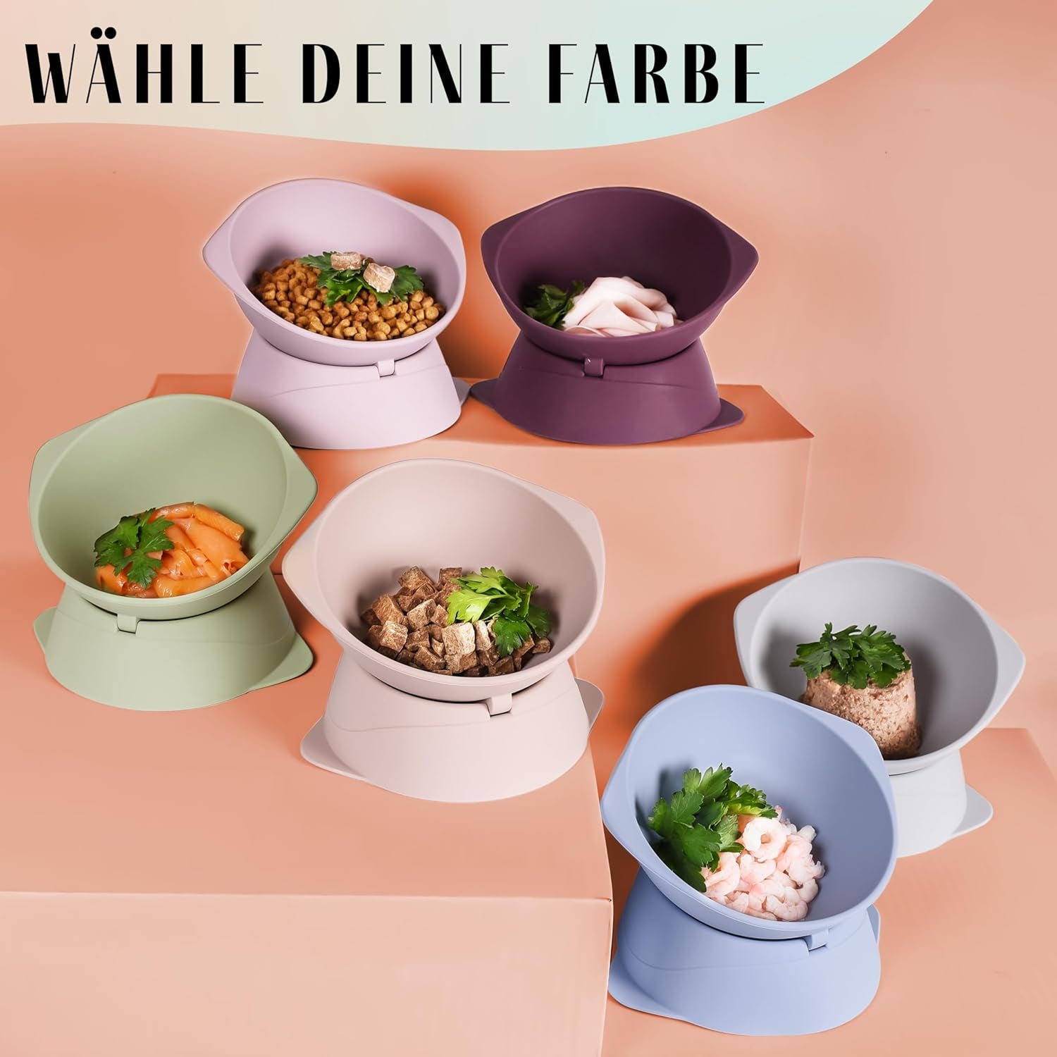 ne&no® Silikon Katzennapf erhöhet mit Verstellbarer Neigung | Futternapf Katze erhöhet | Katzen Futternapf erhöhet | Katzen Napf