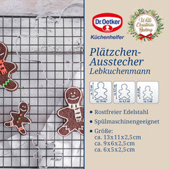 Dr. Oetker Lot de 3 emporte-pièces en forme de bonhomme en pain d'épices – Emporte-pièces de Noël blancs – Emporte-pièces de Noël en acier inoxydable