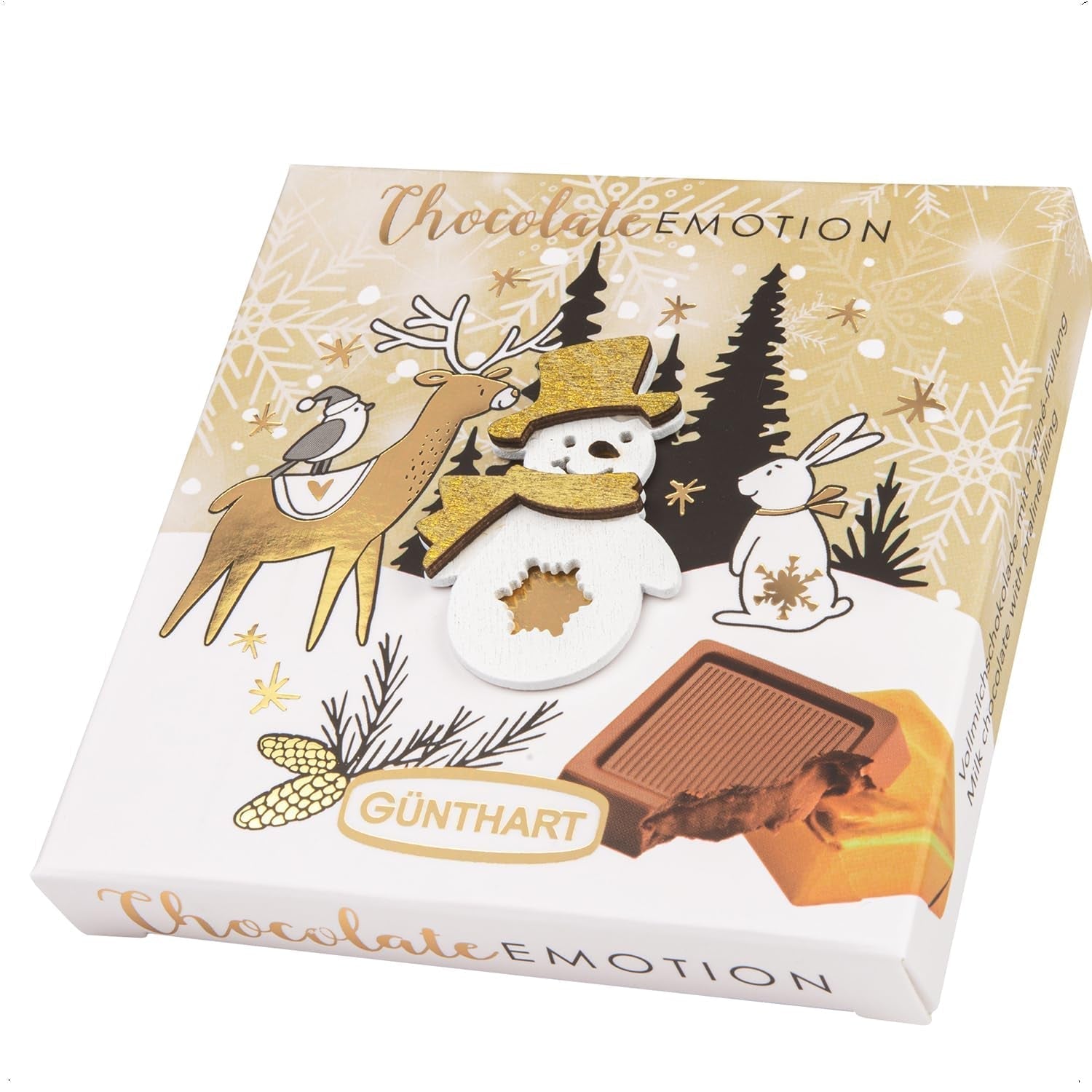 Günthart 16 morceaux de chocolat cadeau d'hiver avec divers motifs, 608 grammes Bonbons au chocolat Naty Shop