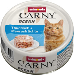 animonda Carny Ocean Thunfisch + Meeresfrüchte (12 x 80g), Katzenfutter nass für ausgewachsene Katzen, mit zartem Fischfilet, sans Getreide sans Zucker