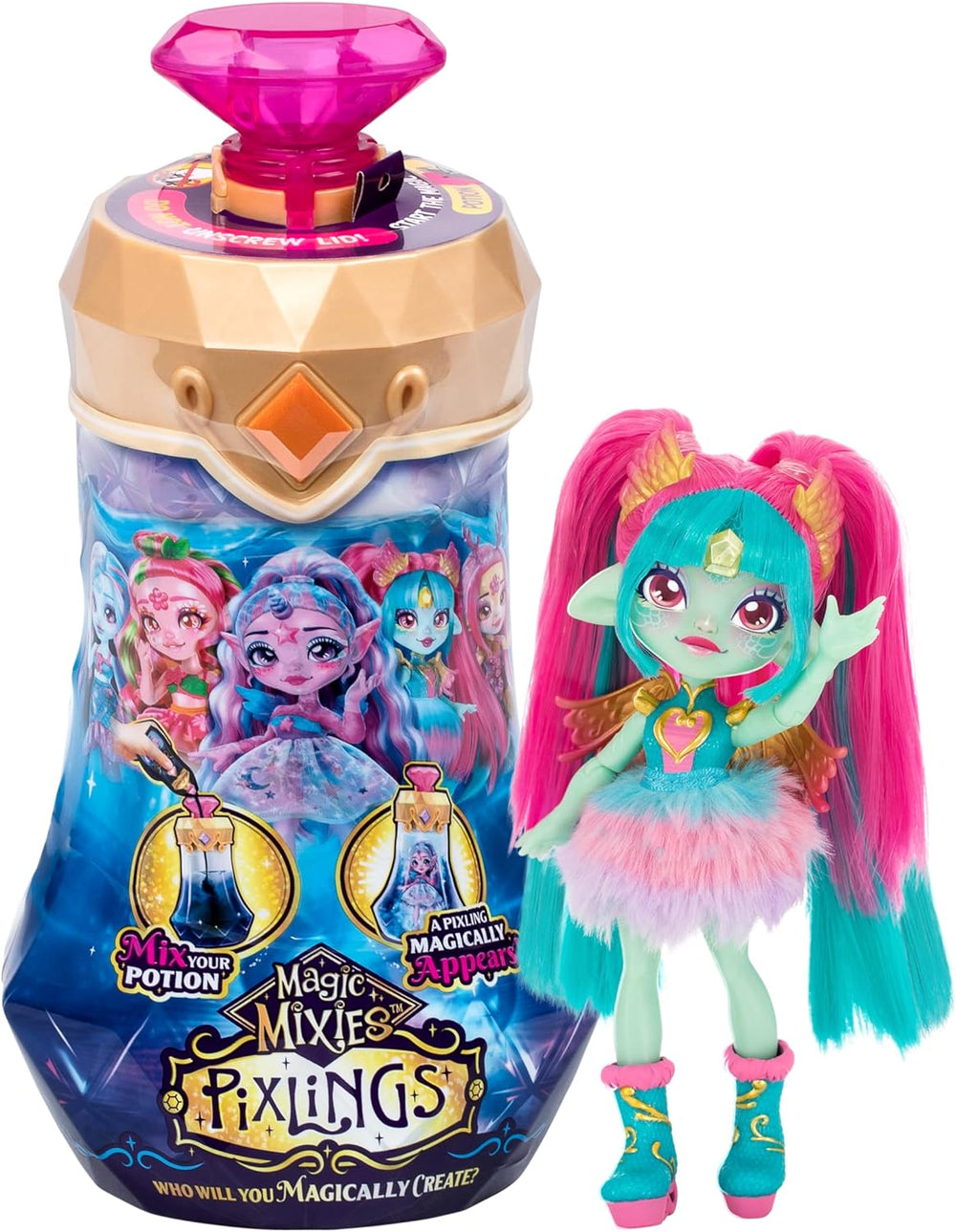 Pixlings Puppe Faye im REH-Look: Magische Enthüllung der wunderschönen, detailreichen 16,5 cm großen Pixlings-Puppe in Einer Zaubertrank-Flasche