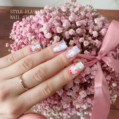 JMEOWIO Nagelfolie UV Härtend Bunter Blumenglitzer UV Gel Nail Strips Nagelsticker Nagelaufkleber Nail Art Dekoration Nageldesign Zubehör