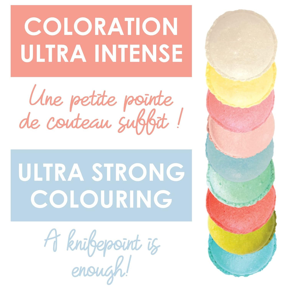 Scrapcooking - Set 9 coloranți alimentari pastel - Albastru, Galben, Coral, Roz, Turcoaz, Verde Lămâie, Alb, Verde Aqua, Roz pudră - Pudră colorantă comestibilă pentru prăjituri, brioșe, macarons - 4272