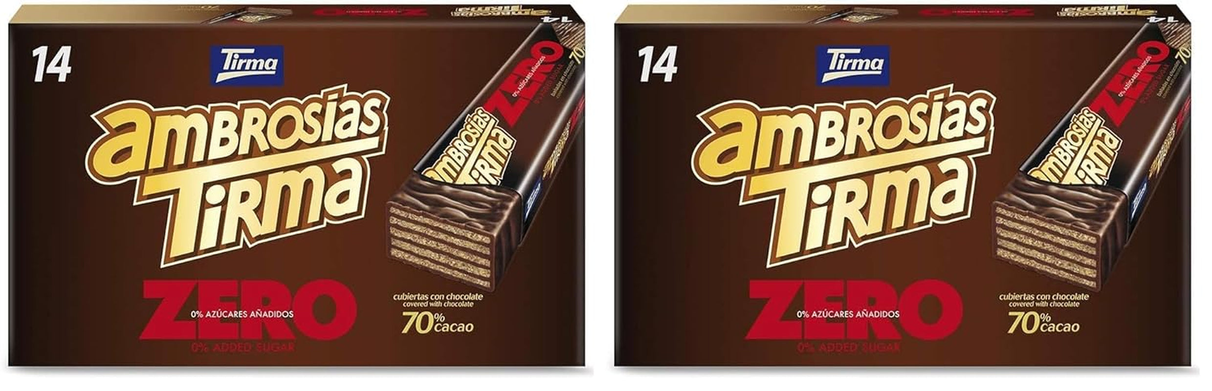 Gaufres au chocolat noir Tirma 70% cacao | Sans sucre ajouté | Convient aux régimes céto | Faible teneur en glucides | Pour les diabétiques Gaufrettes au chocolat Multi Pack | 3 pièces | 64,5g