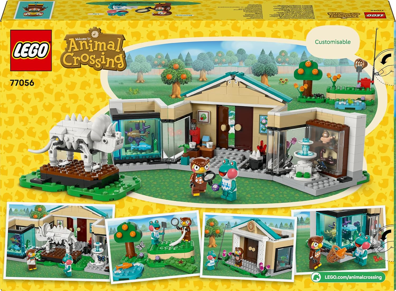LEGO Animal Crossing - Ensemble de musées d'Eugens - Ensemble de jeux interactifs avec figurines d'Eugen et Liliane, fossiles de dinosaures et accessoires - Jouets de jeu pour filles et jeunes à partir de 7 ans - 77056