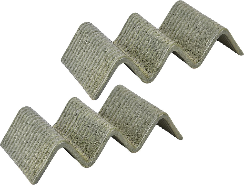 CreaTable, 33984, Série Street Food, Service de Vaisselle pour 2, Support Street Taco 2 en Grès, Passe au Lave-Vaisselle et au Micro-Ondes, Fabrication de Qualité