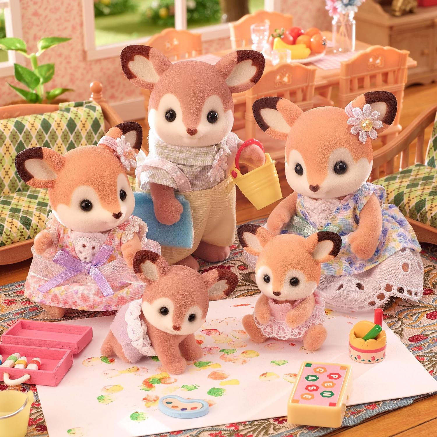 Sylvanian Families 5800 Jumeaux cerfs, ensemble de figurines d'animaux, figurines d'animaux de la forêt, jouet pour 3 ans et plus