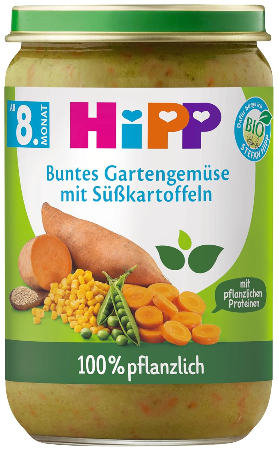 Hipp Menus 100% végétaux A partir de 8 / 10 mois Mère et Enfant Naty Shop 220 grammes Patates douces au maïs et haricots verts