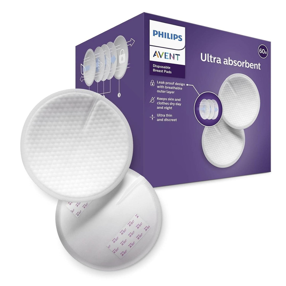 Philips Avent Einweg-Stilleinlagen, Ultra-Komfort Und Sicherheit, 60 Stück, Weiß (Modèle SCF254/61) Accessoires Alimentation et allaitement Bebe Naty Shop