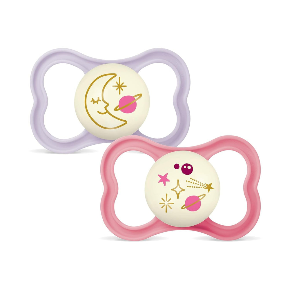MAM Air Lot de 2 Sucettes en Silicone Extra Légères et Aérées Sucette pour Bébé Respectueuse des Dents en Silicone Spécial MAM SkinSoft avec Boîte à Sucette 6-16 Mois Ours/Rhinocéros