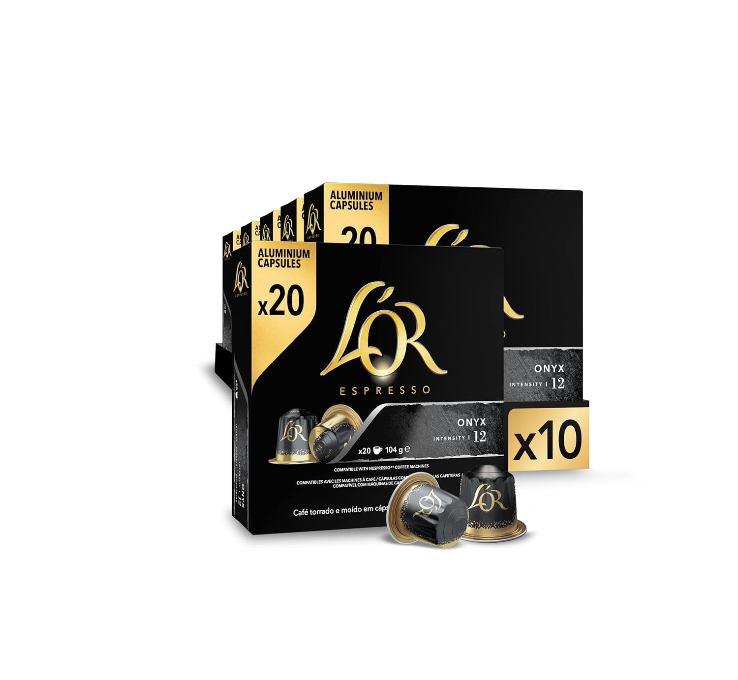 L'OR Espresso Capsules de café Onyx | Intensité 12 | 200 capsules Nespresso compatibles (R)* - Exclusivité Amazon