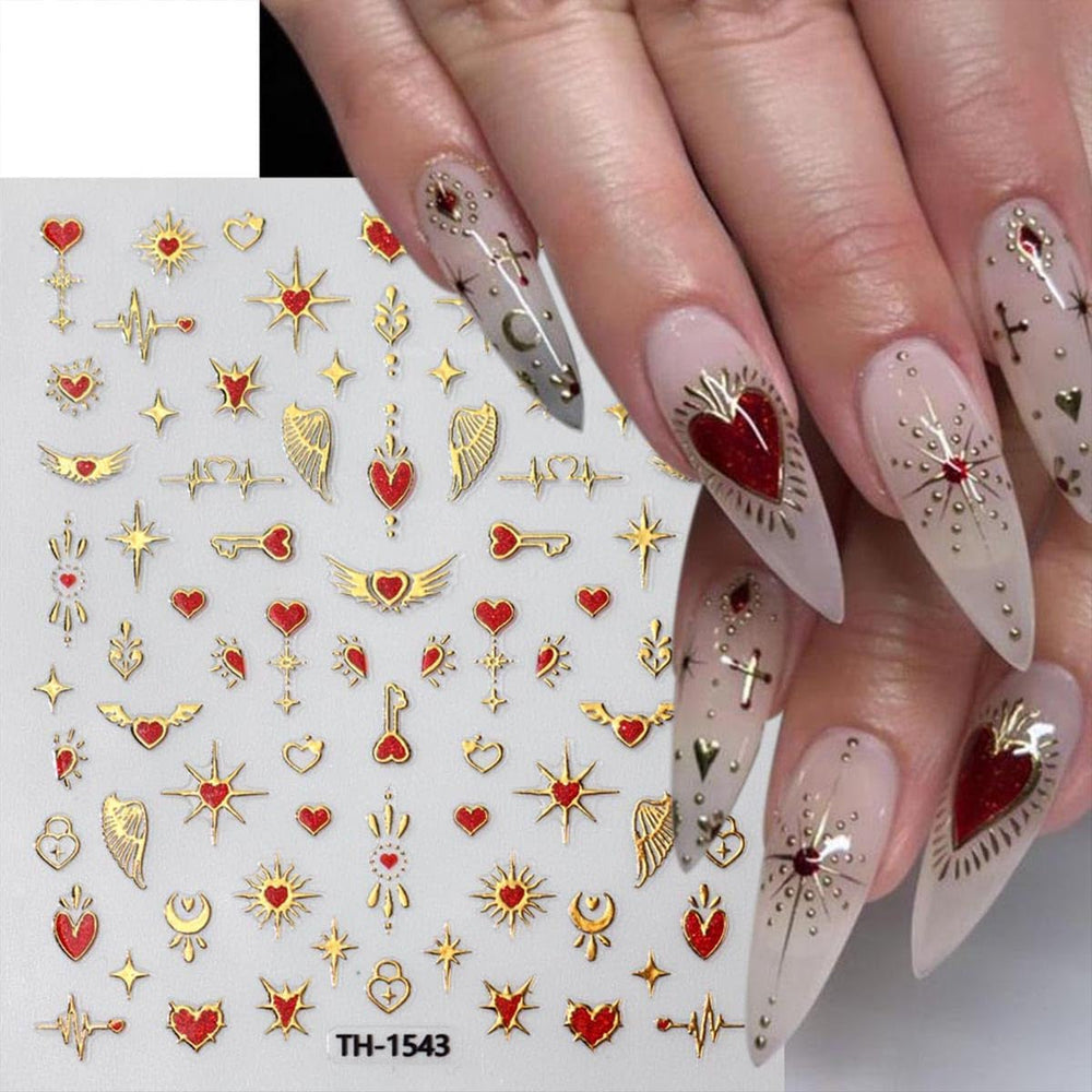 JMEOWIO Nagelsticker Mond Stern 10 Blatt Nail Art Sticker Selbstklebend Nagelaufkleber Dekoration Nageldesign Zubehör