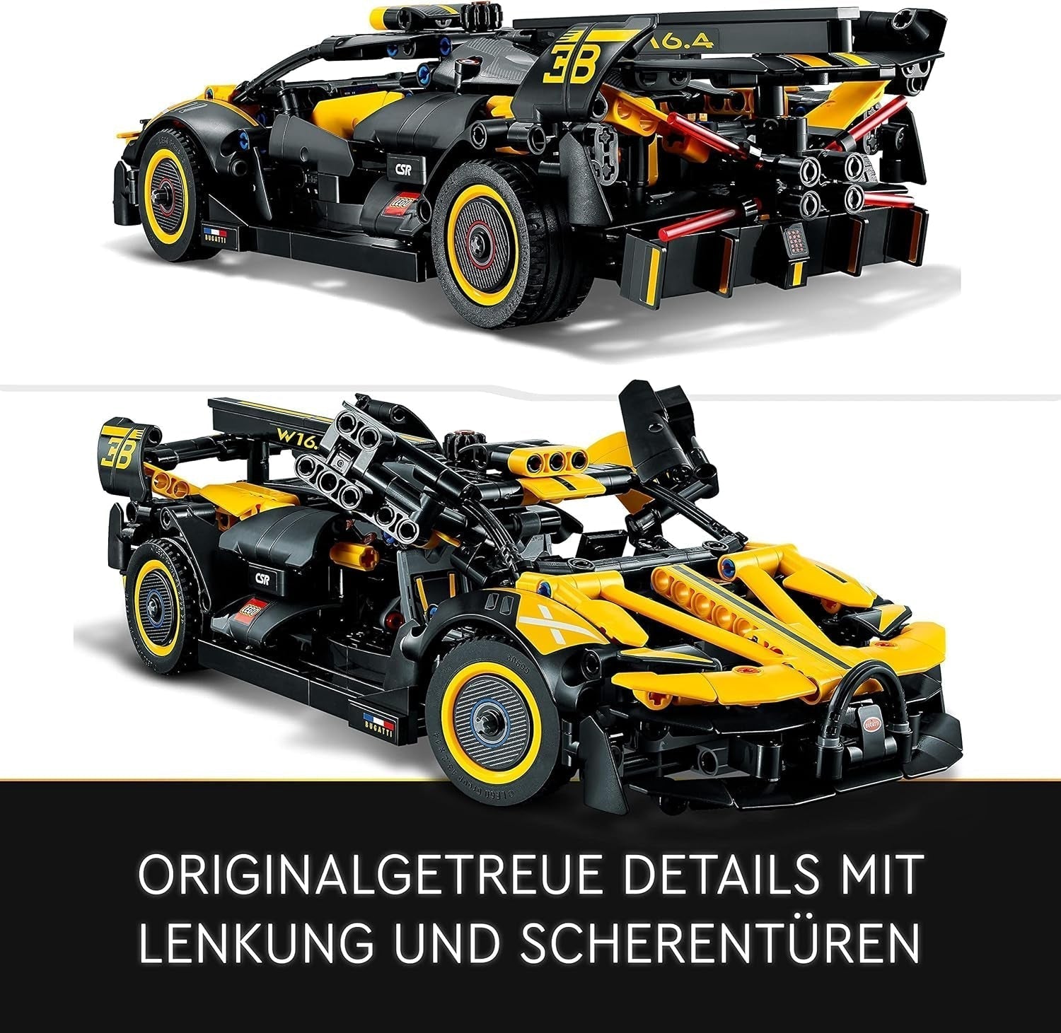 LEGO Technic Bugatti Race Car, Kit de modèle de voiture, Jouet de voiture de sport, Ensemble de voitures de collection emblématique, Jouet de construction à partir de 9 ans 42151 Jeux de construction Besuche den LEGO-Store