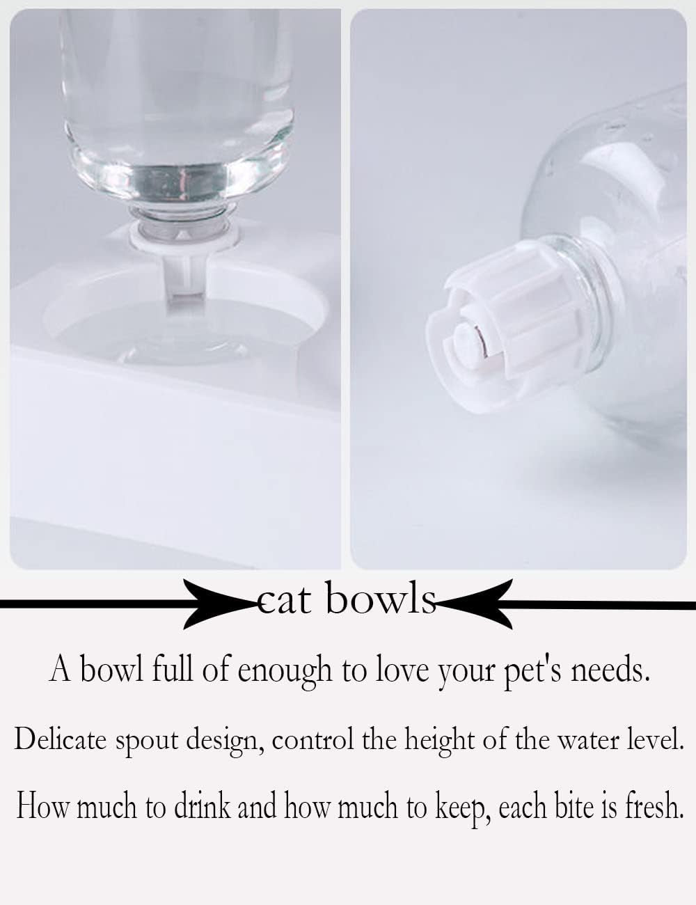 Brand Katzennapf, 15° Neigbar mit Automatischer Wasserflasche, gekippter erhöheter Wassernapf für Kleine und Mittelgroße Hunde und Katzen