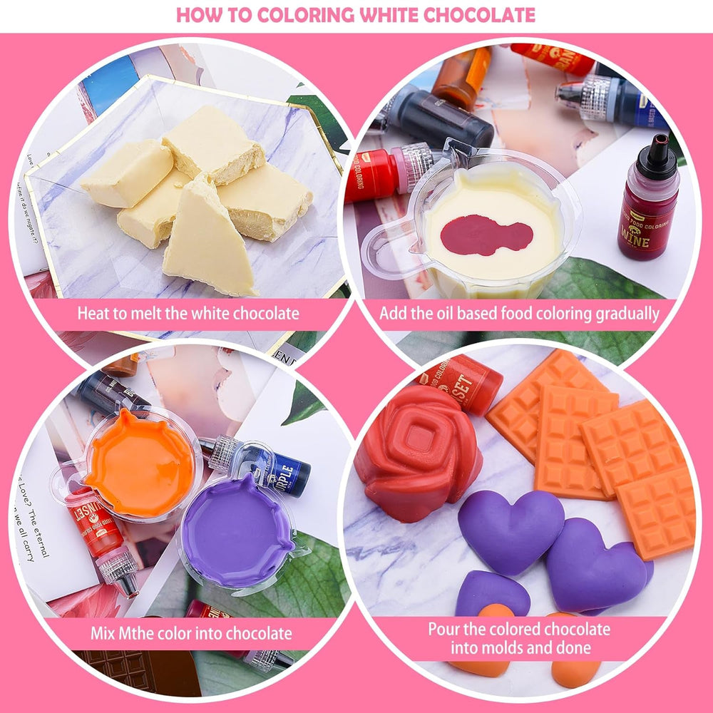Colorant alimentaire chocolat soluble dans les graisses – 88 ml de colorant alimentaire à base d'huile pour fondant, pâtisserie, gâteaux, biscuits – colorant alimentaire liquide sans saveur pour beurre de cacao, gâteaux, crème au beurre (blanc)