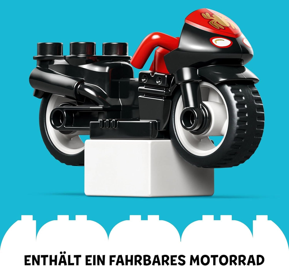 LEGO DUPLO Marvel Spins Motorcycle Adventure, Fantasy Playset pour la série TV Spidey et ses super amis, jouet éducatif à construire et à reconstruire pour les enfants de 2 ans et plus 10424 Jeux de construction Besuche den LEGO-Store