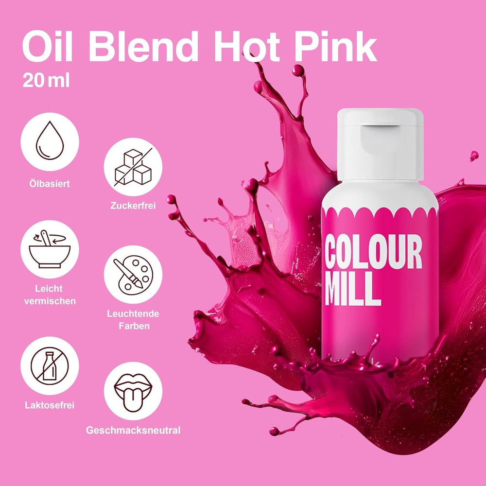 Color Mill Liquid Food Coloring Set - 5 x 20 ml à base d'huile (noir, rose vif, violet, rouge et bleu) - Résistant aux UV - Parfait pour la pâtisserie et comme garniture pour les gâteaux, muffins et décorations de gâteaux
