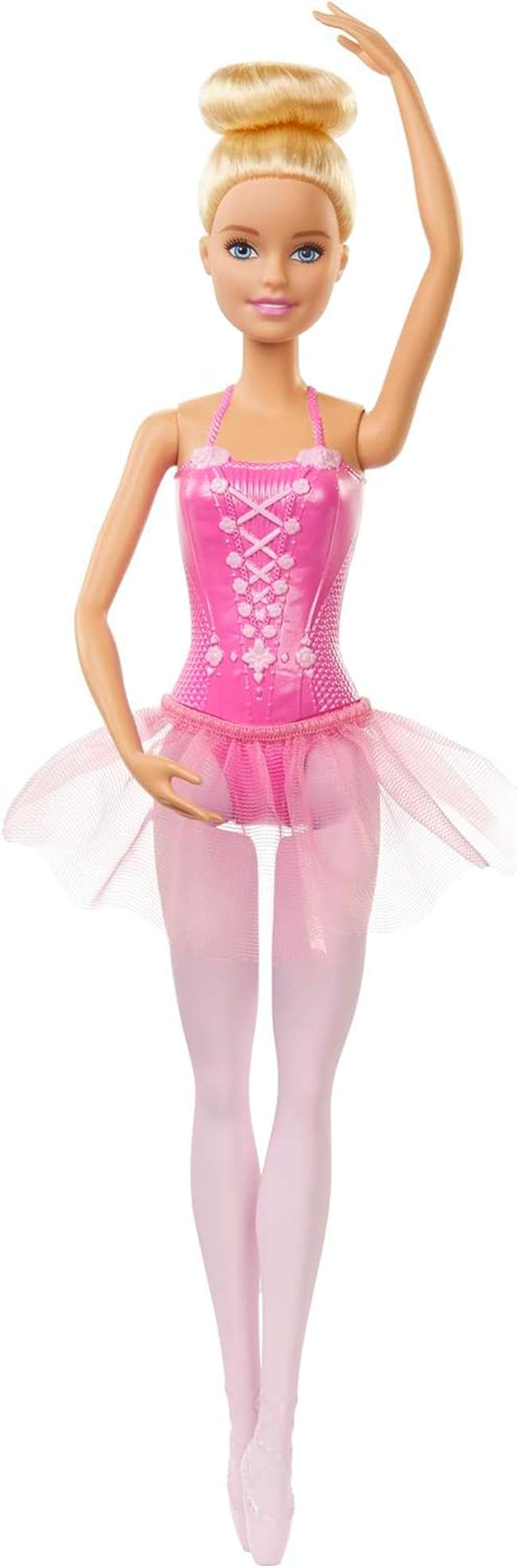 Barbie Ballerina-Puppe, Blonde Modepuppe in lilafarbenem, ausziehbarem Tutu, mit Ballettarmen und Ballerinaspitzenschuhen, HRG34