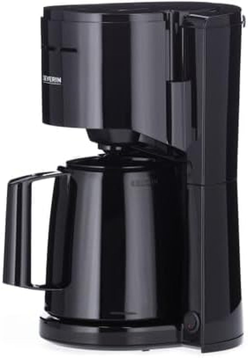 SEVERIN Cafetière à filtre avec carafe thermique, cafetière jusqu'à 8 tasses, jolie cafetière à filtre avec carafe isolée, noir, 1 litre, KA 9306