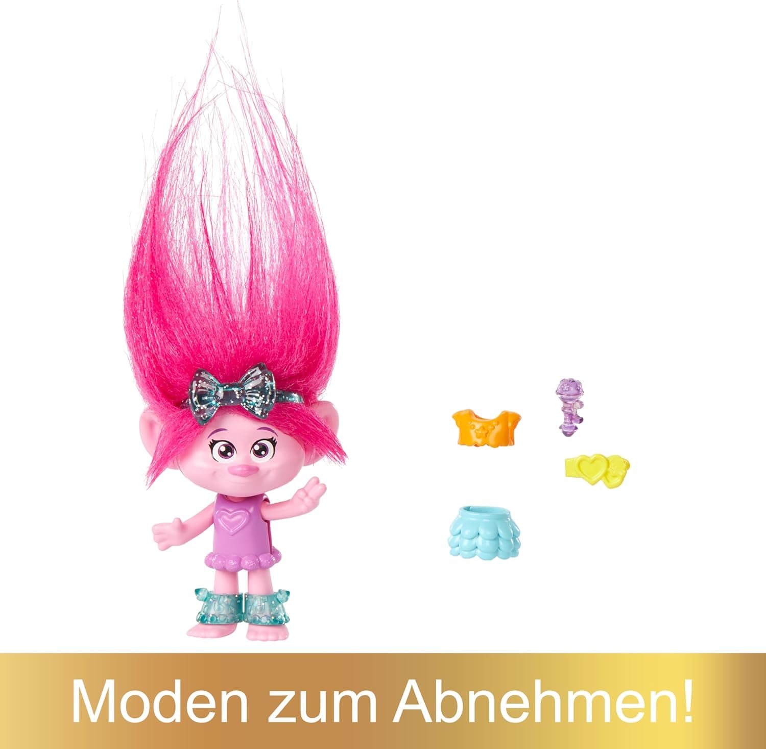 Mattel DREAMWORKS TROLLS Gemeinsam Stark – Haarige Überraschungen Poppy Königin Poppy, Viva, Branch et Guy Diamond Plüschhaar, 2 Haarige Überraschungen, Zubehör, für Kinder ab 3 Jahren, HNF10