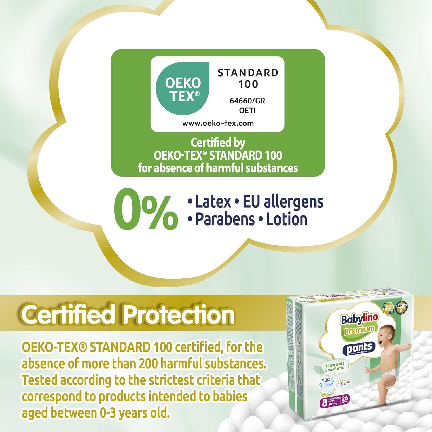 Pantalon Premium taille 8 avec filtre ultra doux, XXL (20+ kg), 104 pièces