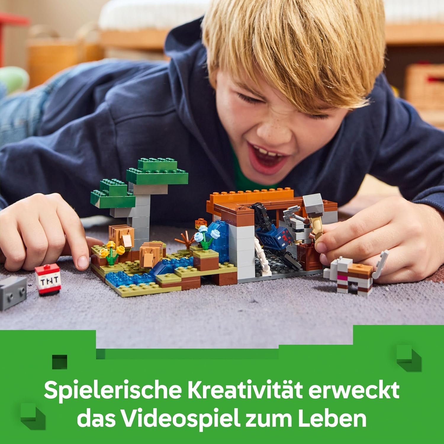 LEGO Minecraft Die Expedition zur Gürteltiermine - Jeux de jeu interactifs avec têtes de rotation et figurines de loup - Fonction TNT - Jeux de jeu pour jeunes et filles à partir de 8 ans - 21269