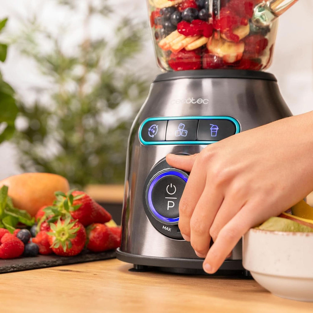 Cecotec Standmixer Power Black Titanium 2200MAX Smooth, 2200 W Maximale Leistung, 6 Klingen Aus Edelstahl, Ice-Crush-Funktion, Turbo- Und Smoothie-Funktion, Autoclean-Funktion Bucatarie Naty Shop