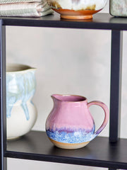 Bloomingville Paula Mug à lait en grès – Design décoratif, parfait pour la table du petit déjeuner, avec une texture naturelle, 435 ml (Rose)