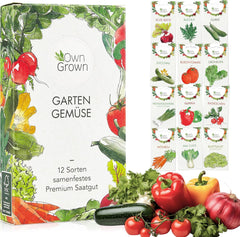 Ensemble de graines de légumes OwnGrown - 12 variétés de graines pour la culture des betteraves et des jardins - Boîte pratique avec des graines pour le jardinage de la maison - Idéal pour les jardins