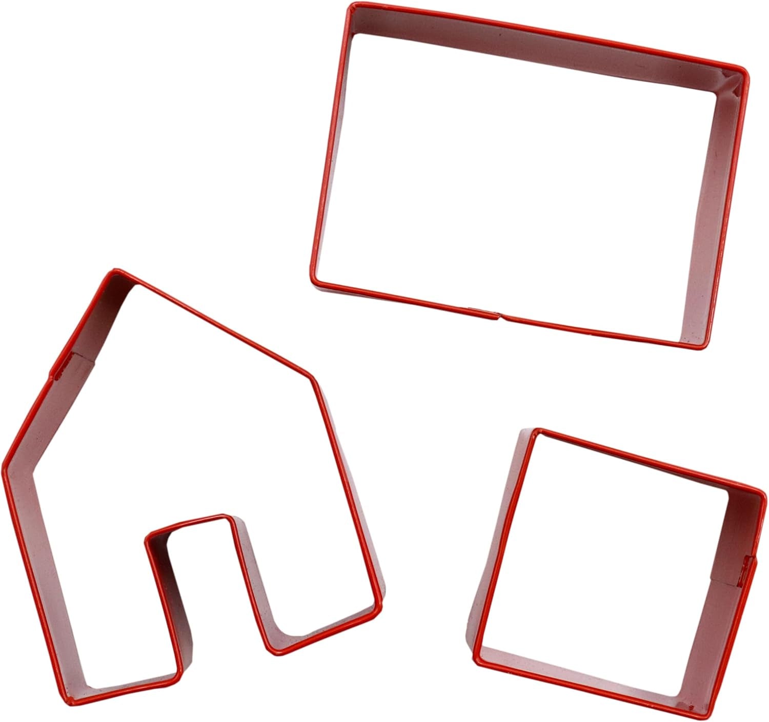 Lot de 3 emporte-pièces de Noël, mini maison en pain d'épices, chauffe-tasse, rouge